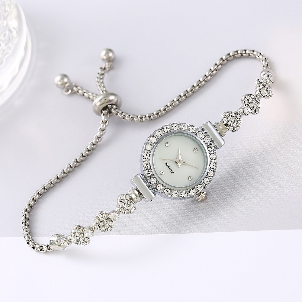 Mới Đồng Hồ Nữ Mặt Tròn Đính Kim Cương Thời Trang