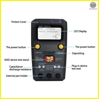 BSIDE Transistor Tester Multifunctional Digital Tester Diode Resistor Capacitance Inductance MOSFET NPN PNP Triac MOS Detector with Test Clip