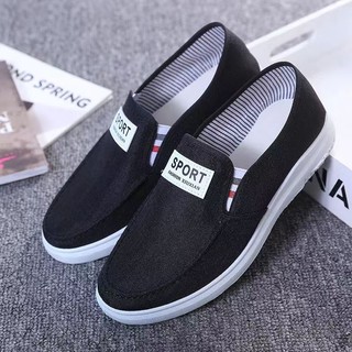 Giày lười vải canvas cổ thấp thời trang năm 2023 cho nam