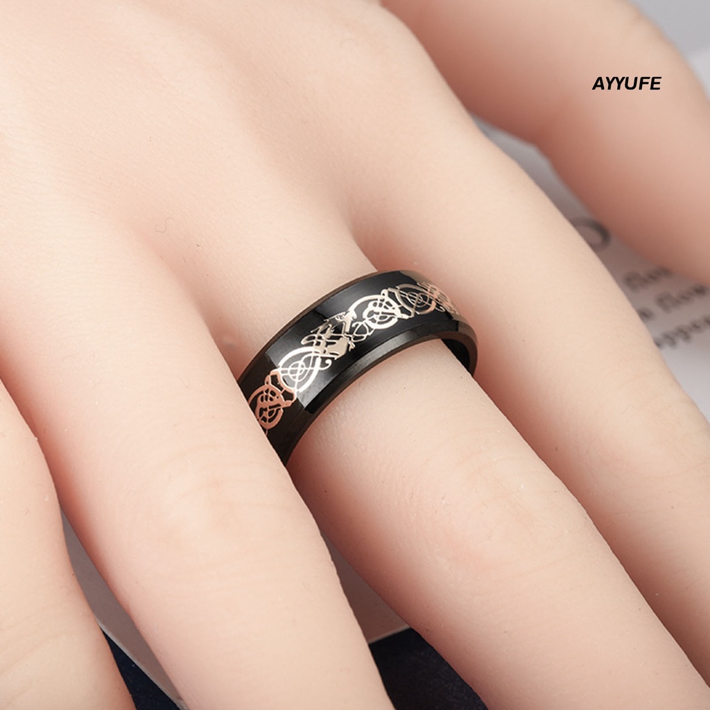 Ayyufe Nhẫn Họa Tiết Rồng Phát Sáng Đơn Giản Cho Nam