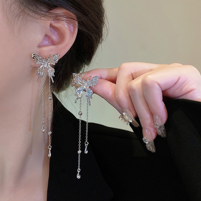 Bông Tai Mạ Bạc 925 Dáng Dài Đính Đá zircon Sang Trọng Cho Nữ