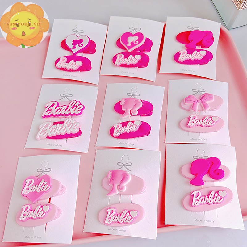 Vastji Set 2 Kẹp Tóc Hình Trái Tim / Chữ Cái Màu Hồng Xinh Xắn y2k vn
