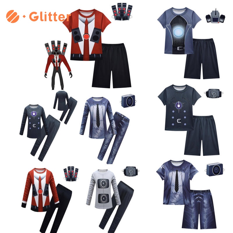 Bộ Đồ Hóa Trang toilet skibidi Cho Bé Trai Loa tv Nam Tay Dài Kèm Mặt Nạ terno halloween Kinh Dị