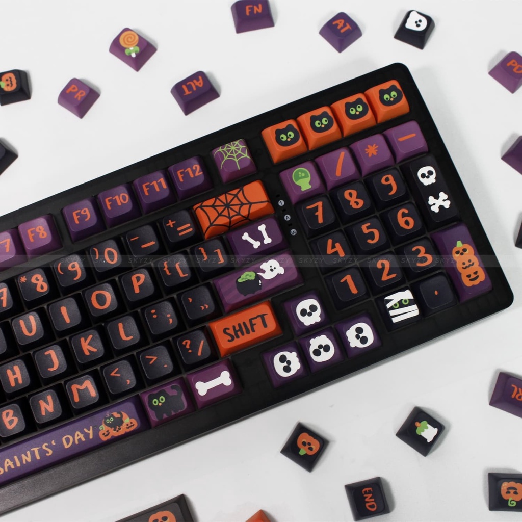 Halloween Keycaps XDA Profile Ngộ nghĩnh Anime PBT DYE SUB Bàn Phím Cơ Keycap