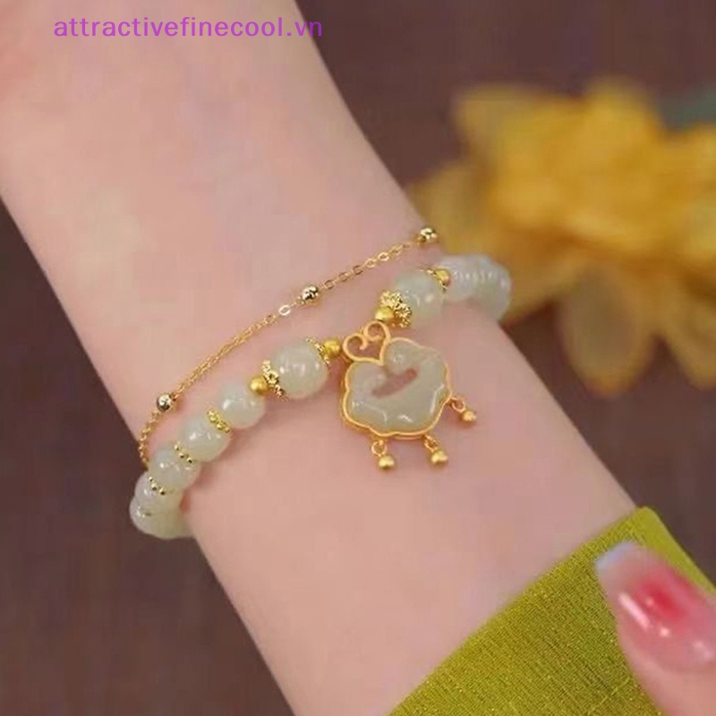 Acvn Vòng Tay Hạt Tròn Mặt Hình Thỏ vintage Trung Hoa Có Thể Điều Chỉnh Trang Sức Trang Sức Bán Chạy