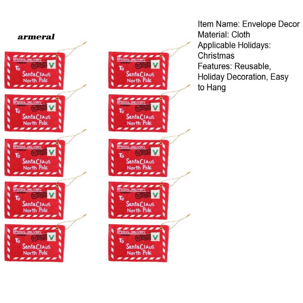 Set 10 Phong Bì Bằng Vải In Chữ Treo Trang Trí Cây Thông Noel Có Thể Tái Sử Dụng