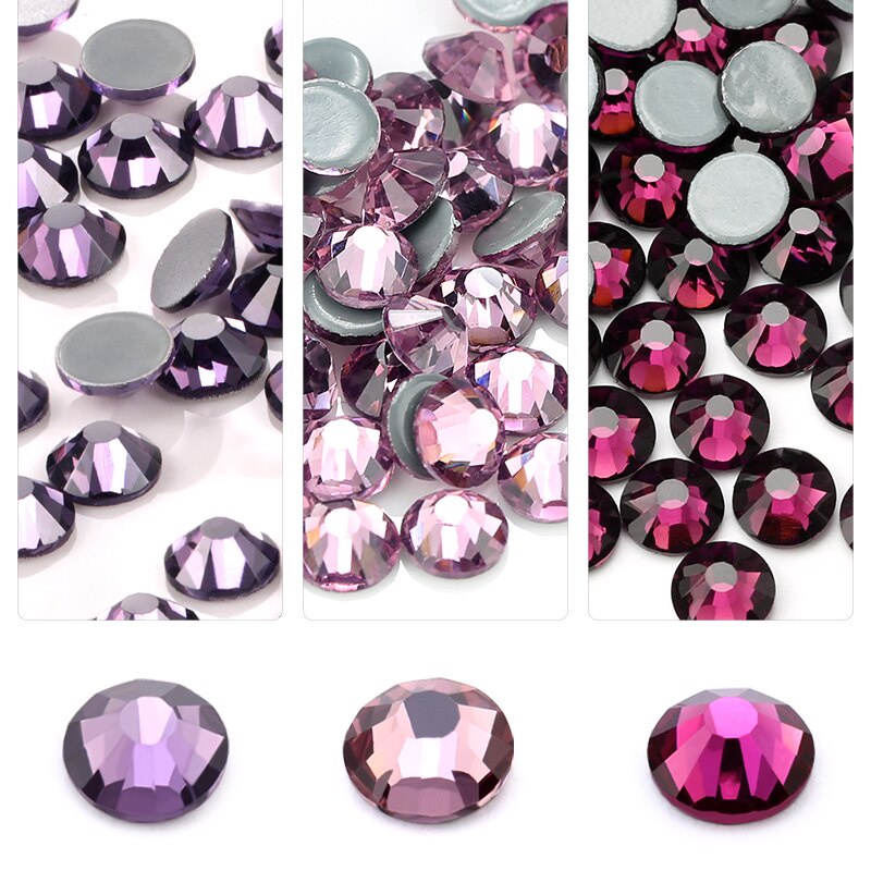 Qiao Đá Pha Lê Tím ss6-ss30 Trang Trí Quần Áo Kính