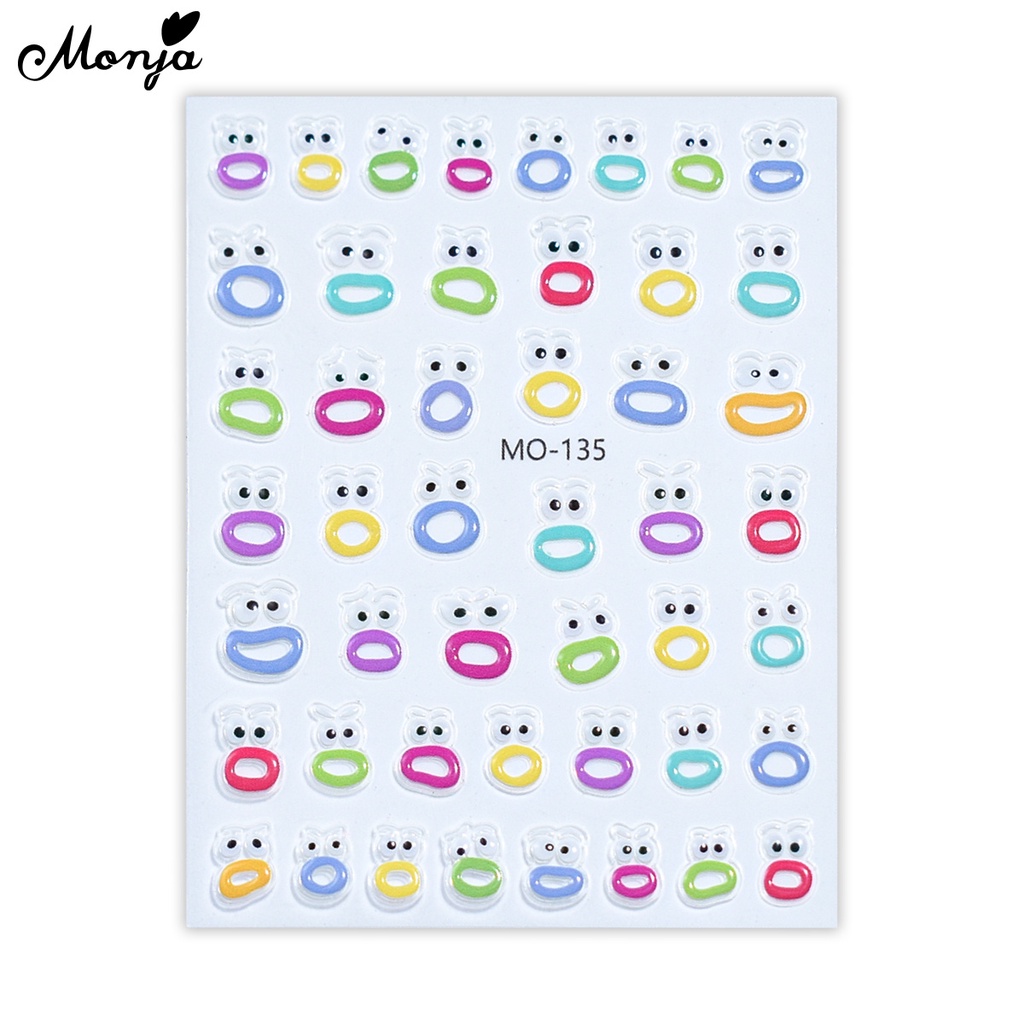 Monja Miếng Dán Trang Trí Móng Tay 3d Hình Quái Vật Hoạt Hình Xinh Xắn