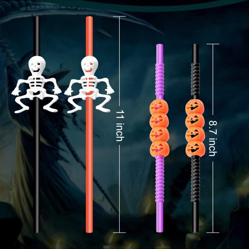 Set 5 Ống Hút Họa Tiết halloween Hoạt Hình Dễ Thương Có Thể Phân Hủy