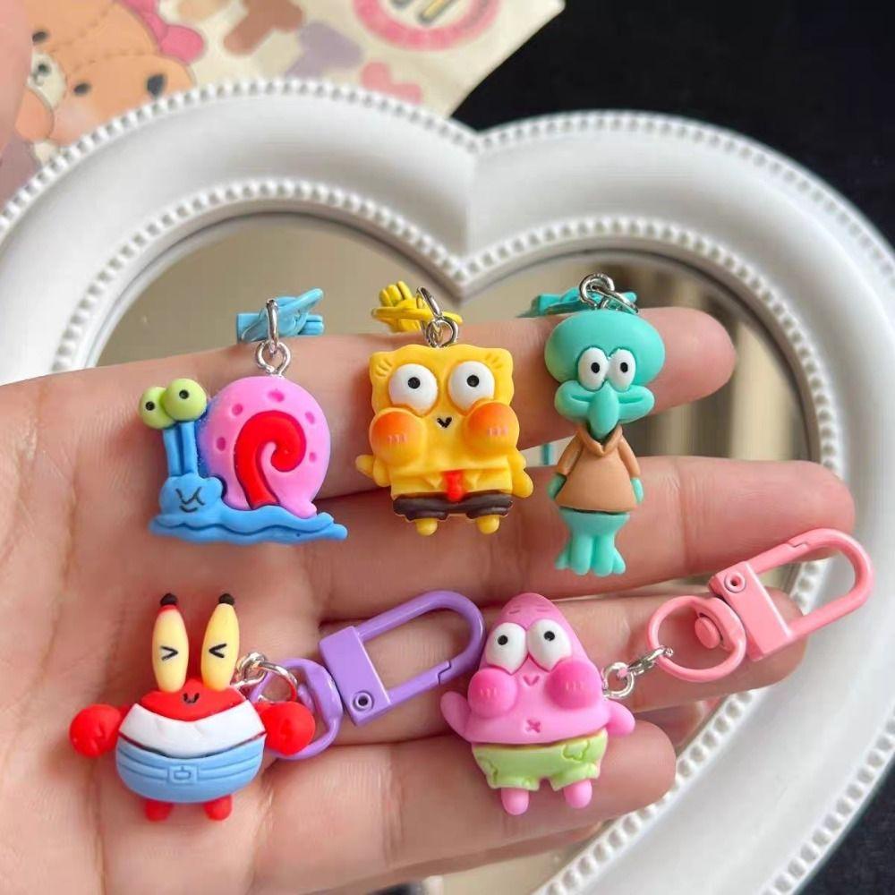 Mmluck spongebob Móc Chìa Khóa Xe Hơi Bằng resin Hình Nhân Vật Hoạt Hình patrick star Phong Cách kawaii