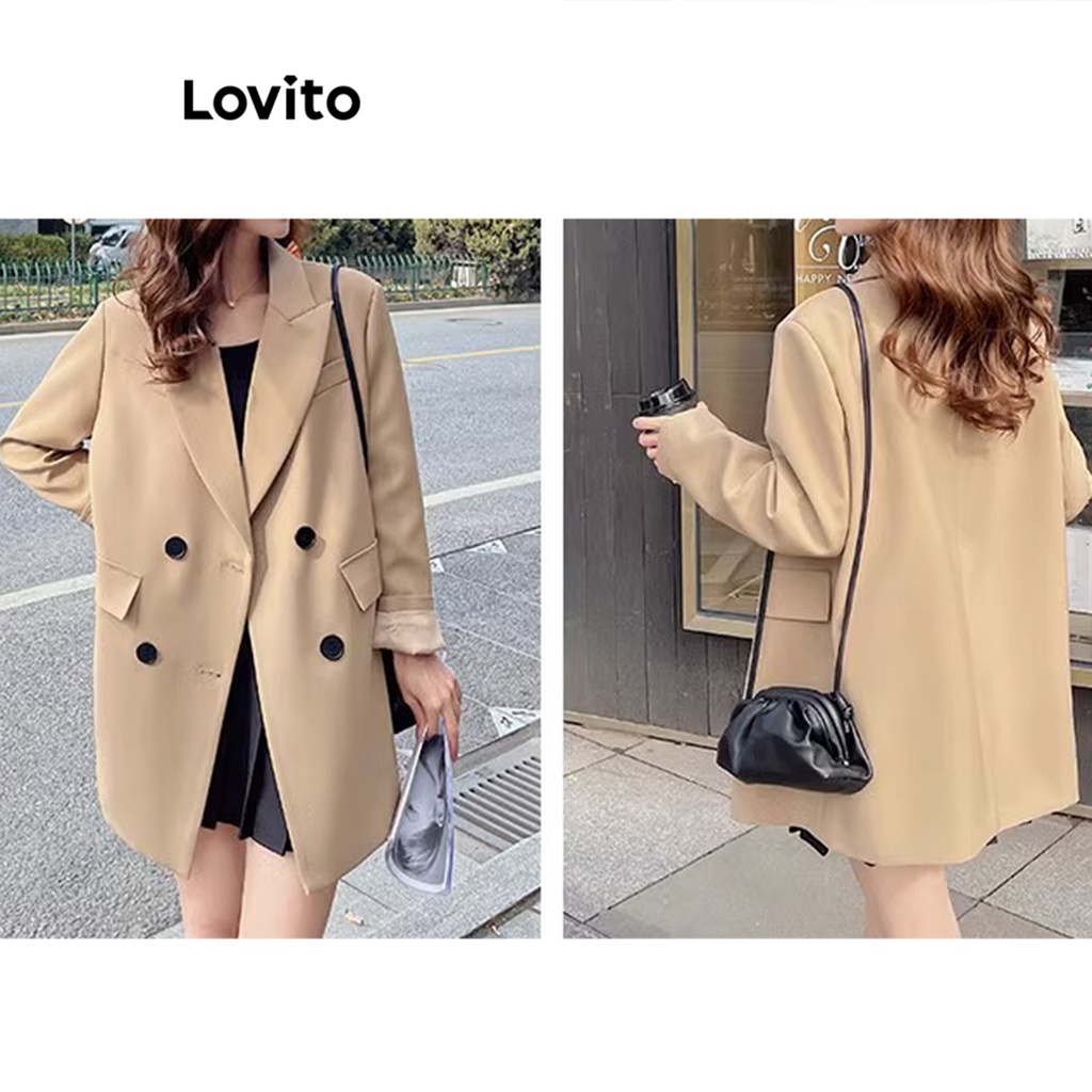 Lovito Áo khoác blazer trơn có nút thông thường dành cho nữ LNE27222