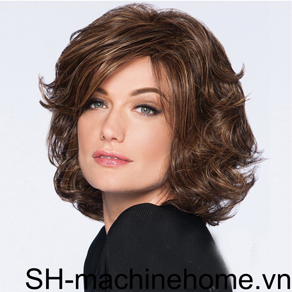 Bộ Tóc Giả Ngắn Xoăn Màu Nâu Dành Cho Nữ Hóa Trang