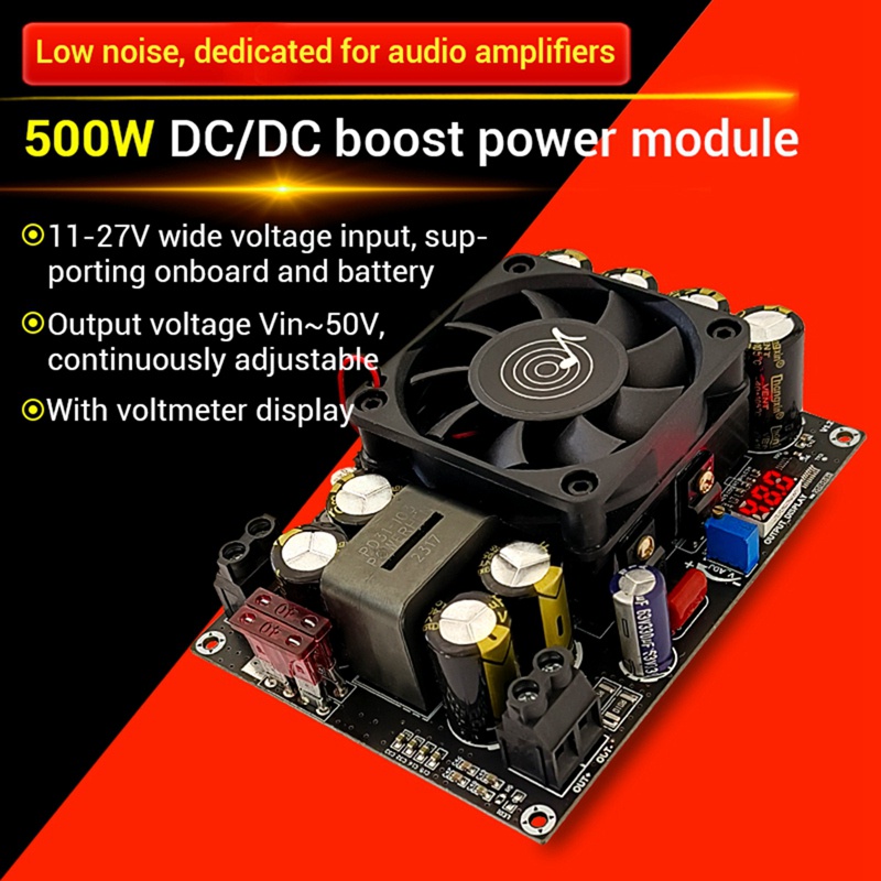 1 Bảng Mạch Tăng Áp zk-pw500 12v24v Sang 24v-50v Có Màn Hình Hiển Thị Điện Áp 500w