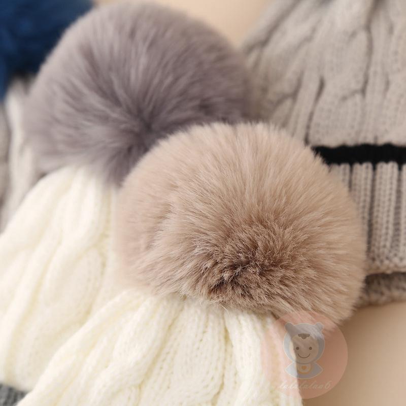 Mũ beanie Đan Len Màu Sắc Tương Phản Thời Trang Mùa Đông Cho Bé Trai 0-12 Tháng Tuổi laa6-baby