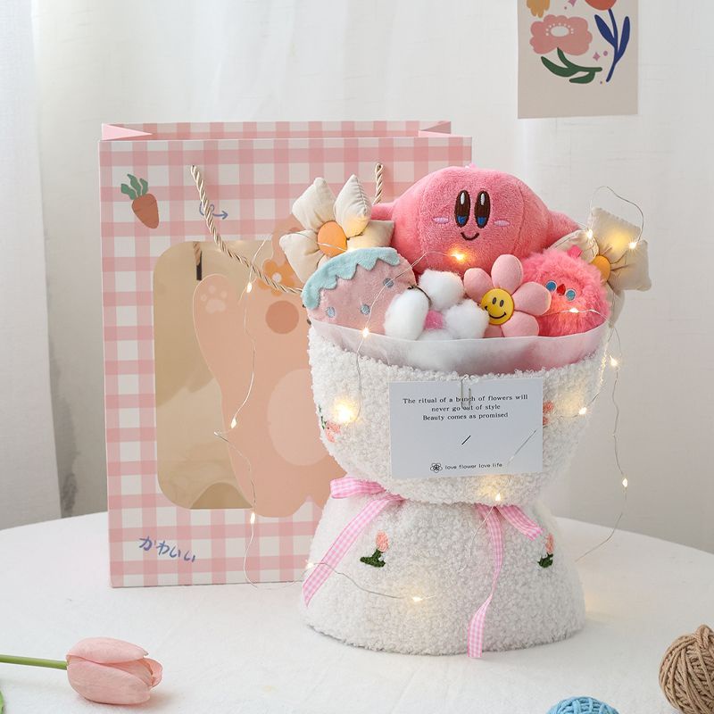 Gấu dâu tây  Bó hoa búp bê gấu hoạt hình dễ thương làm quà sinh nhật cho bé