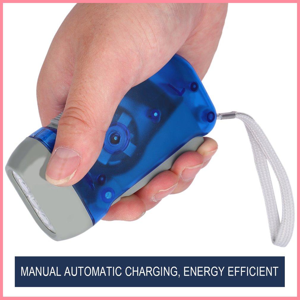 3 LED Hand Pressing Dynamo Crank Power Wind Up Flashlight Torch Light