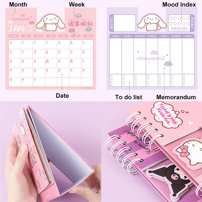 Lịch Để Bàn 2024 sanrio Họa Tiết Hoạt Hình Dễ Thương Dùng Trang Trí Văn Phòng