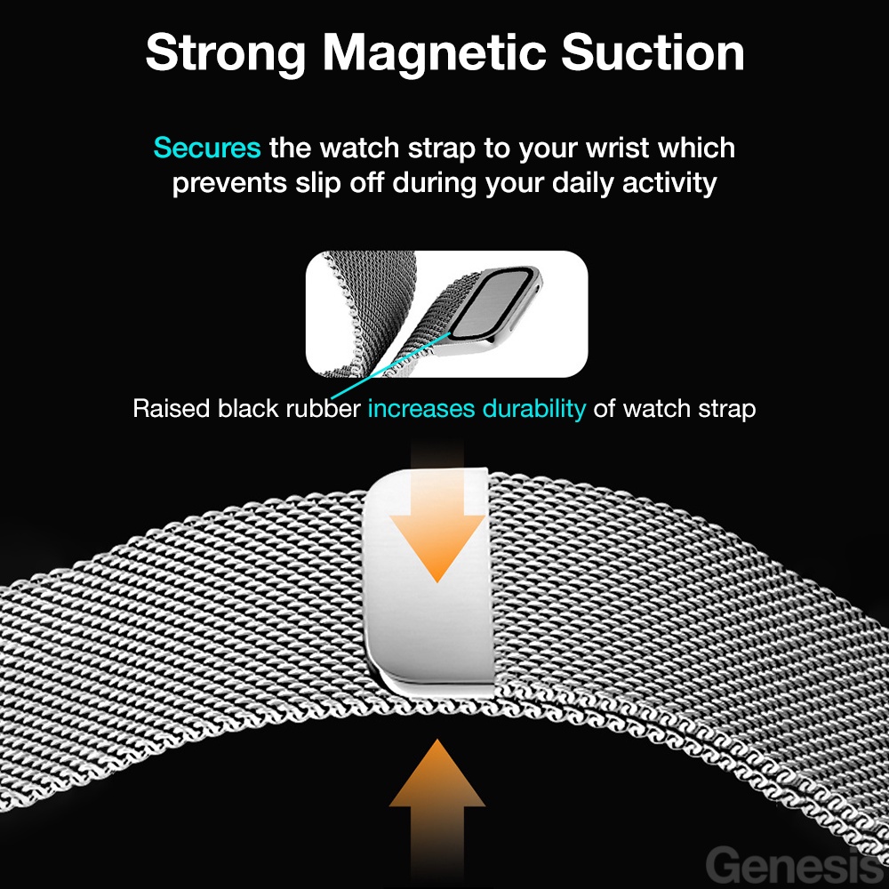 Genesis Dây Đeo Đồng Hồ Bằng Kim Loại Dành Cho apple watch series 9 8 ultra 7 se 6 5 4 3 49mm 45mm 44mm 41mm 40mm