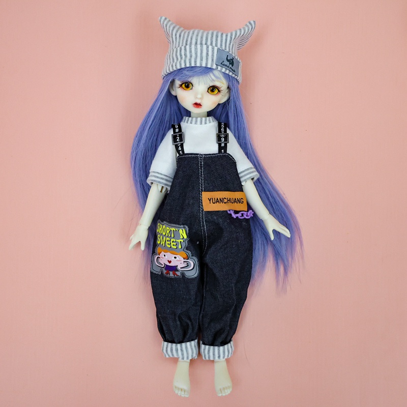 Phù Hợp set Quần Yếm denim Thời Trang Cho Búp Bê bjd 30cm Tỉ Lệ 1 / 6