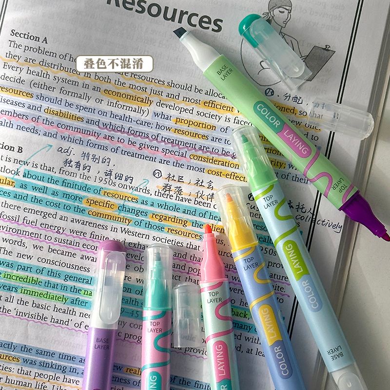 Bút đánh dấu màu hai đầu phong cách Hàn Quốc vẽ bút huỳnh quang nhiều màu