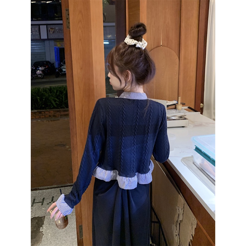 Áo Khoác cardigan Giả Hai Lớp Tay Dài Dáng Ôm Thời Trang Mùa Thu Cho Nữ