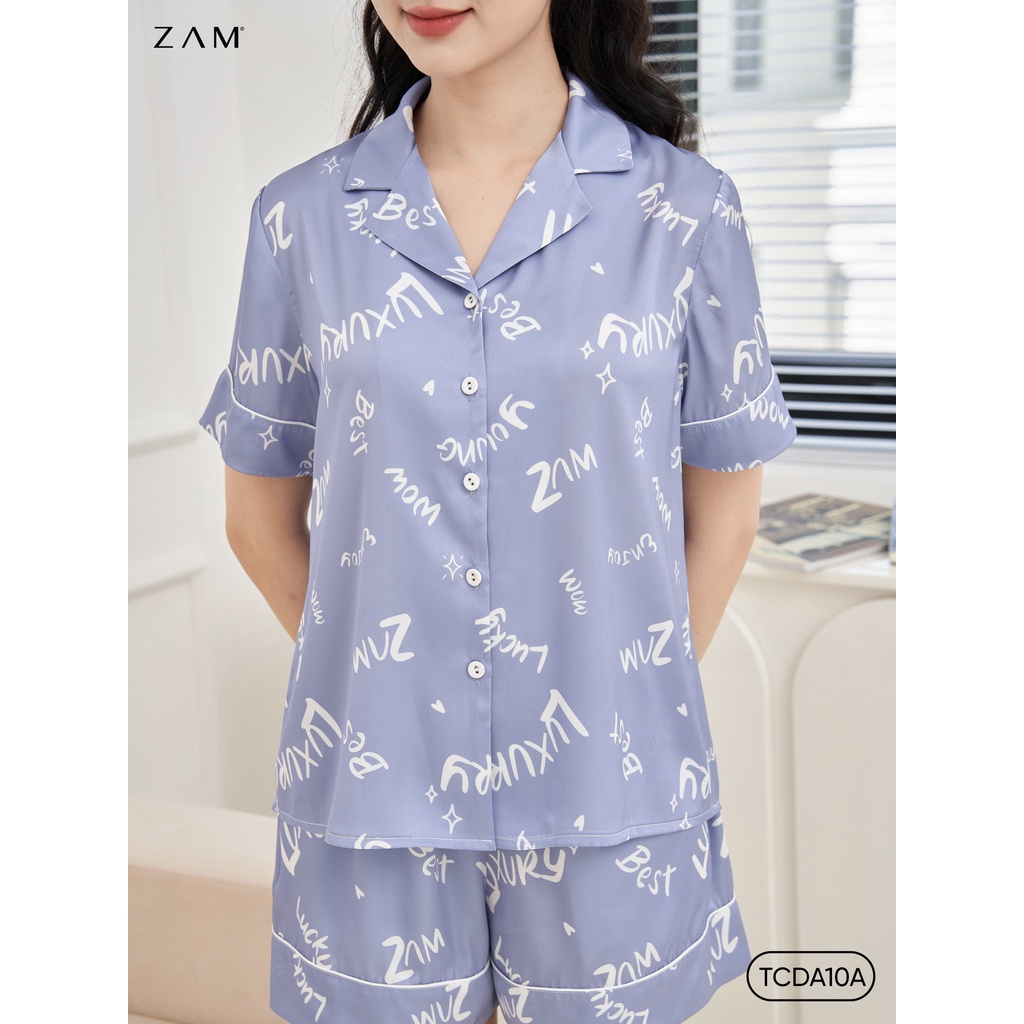 ZAM LUXURY- TCDA10A - Ngắn tay quần đùi CHỮ ZAM TÍM