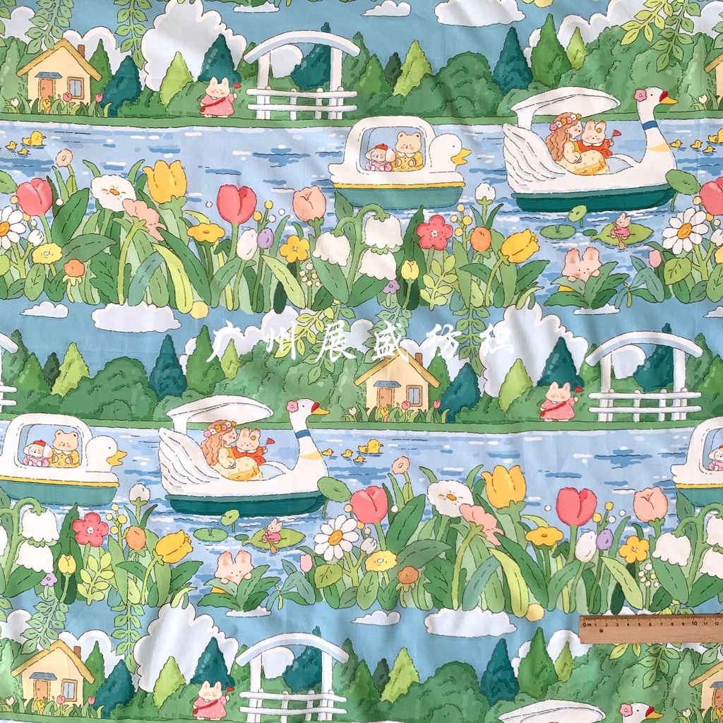 Vải cotton In Họa Tiết Động Vật Dễ Thương Dùng May Quần Áo / Túi Xách diy