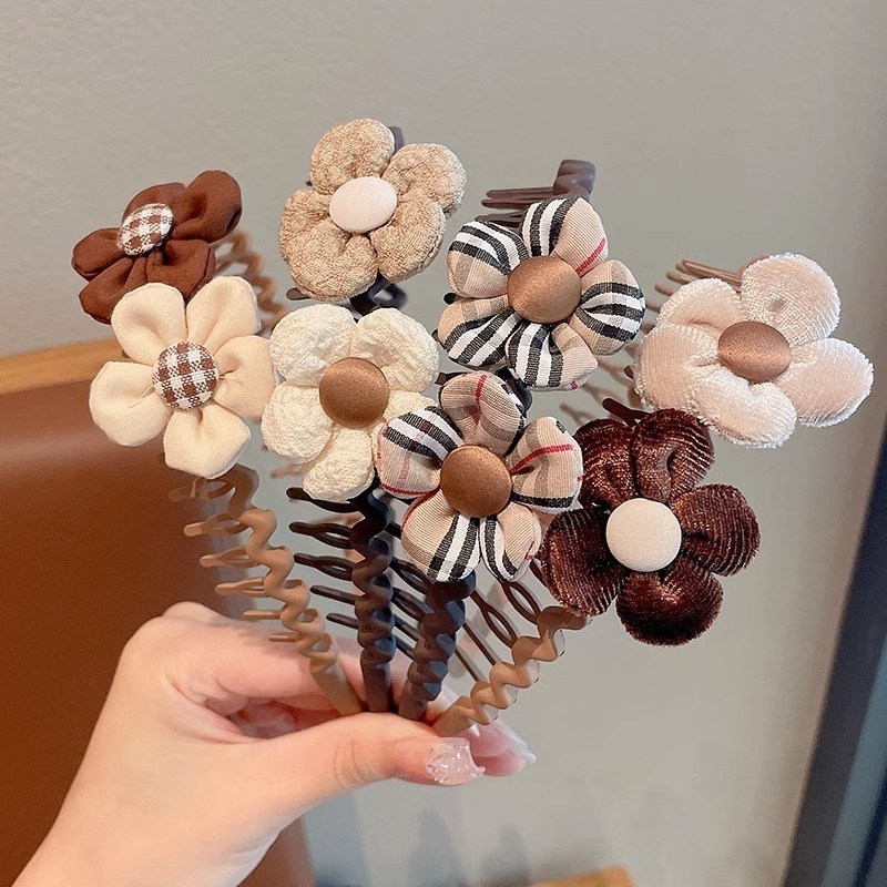 Băng Đô Cài Tóc Chống Trượt Màu Cà Phê Thời Trang 2023 Mới Cho Bé Gái