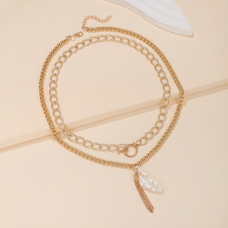 Bộ 2 Vòng cổ Kim Loại Mặt Lông Vũ Phong Cách Hip Hop Cho Nữ