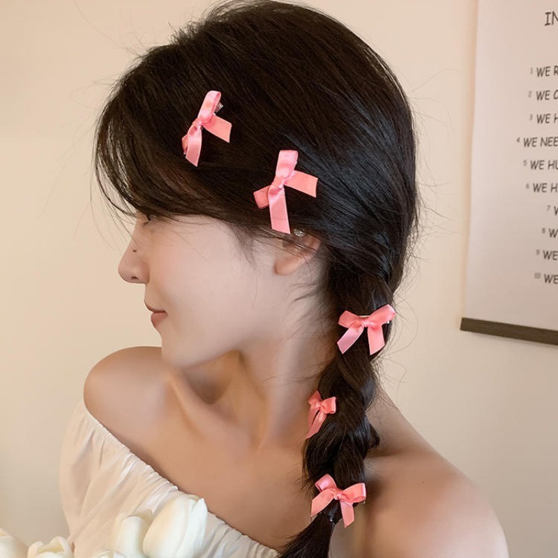 Set 8 Kẹp Tóc Nơ Ruy Băng y2k mini Dễ Thương Cho Nữ