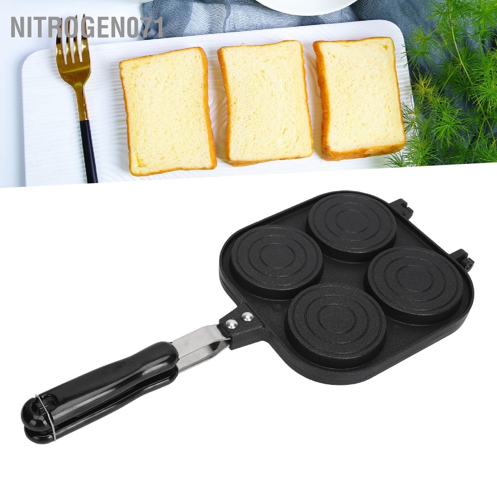 Nitrogen071 Hai Mặt Tỳ Hưu Chảo Chống Dính Hợp Kim Nhôm Đa Năng 2 Sandwich Cho Bánh Mì Trứng