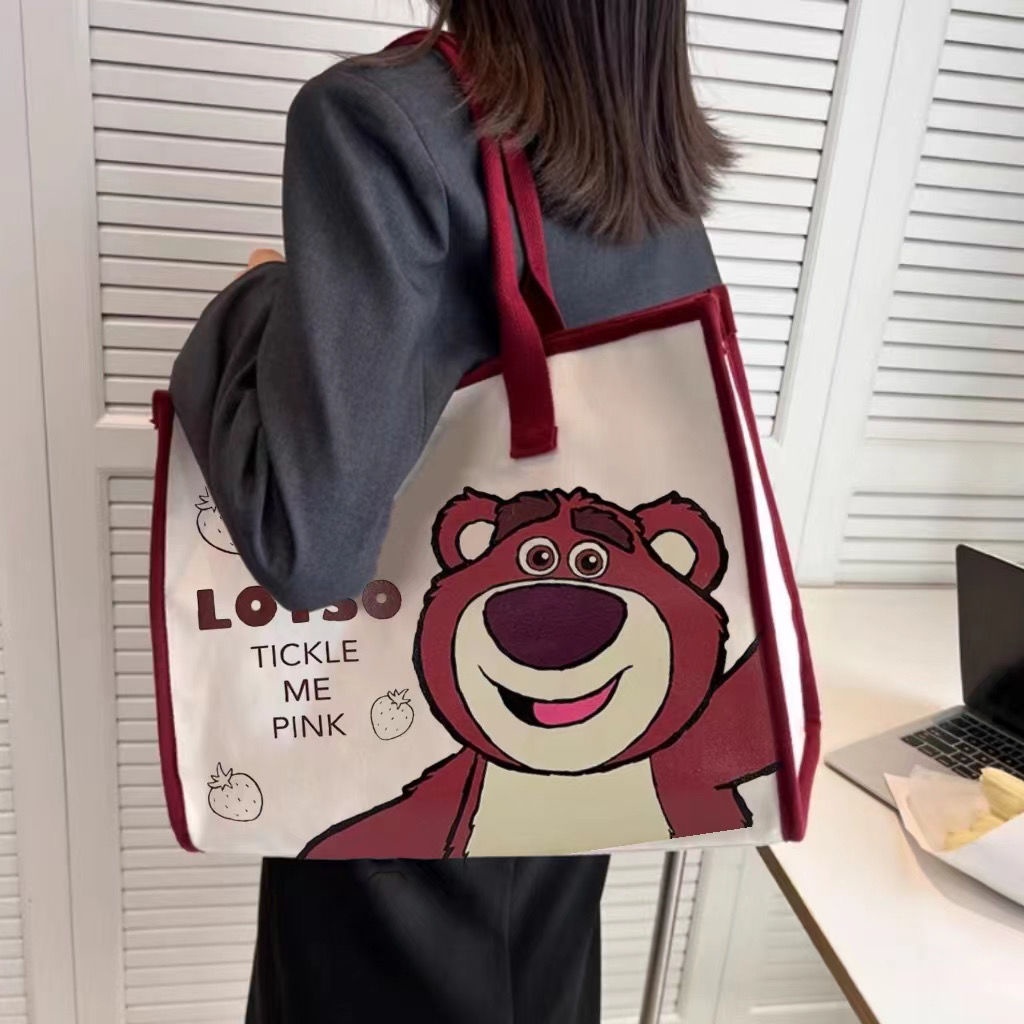 Túi tote Đeo Vai Vải canvas Cỡ Lớn In Hoạt Hình Dễ Thương Cho Nữ