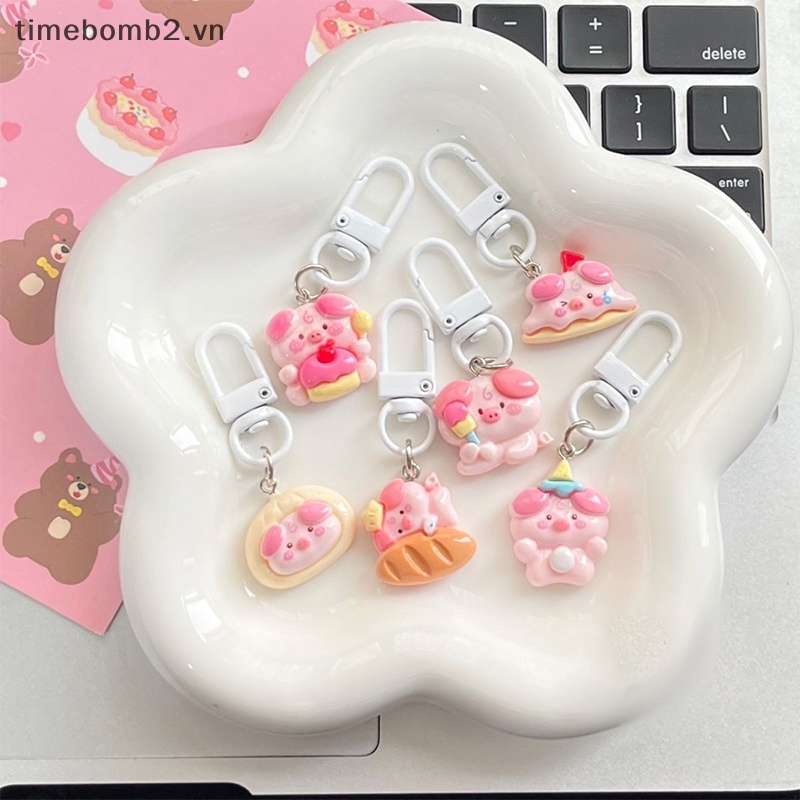 Móc Khóa Hình Chú Heo Dễ Thương Trang Trí Ba Lô / Xe Hơi Quà Tặng ~