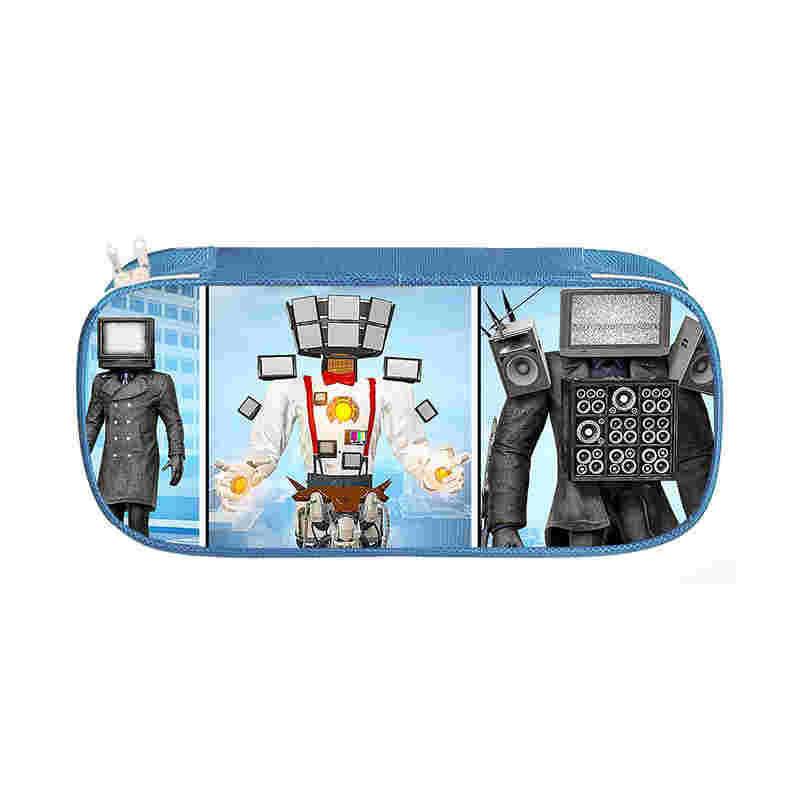 Hộp Đựng Bút Hình toilet ere1 skibidi Hoạt Hình Sức Chứa Lớn Màu Xanh Dương