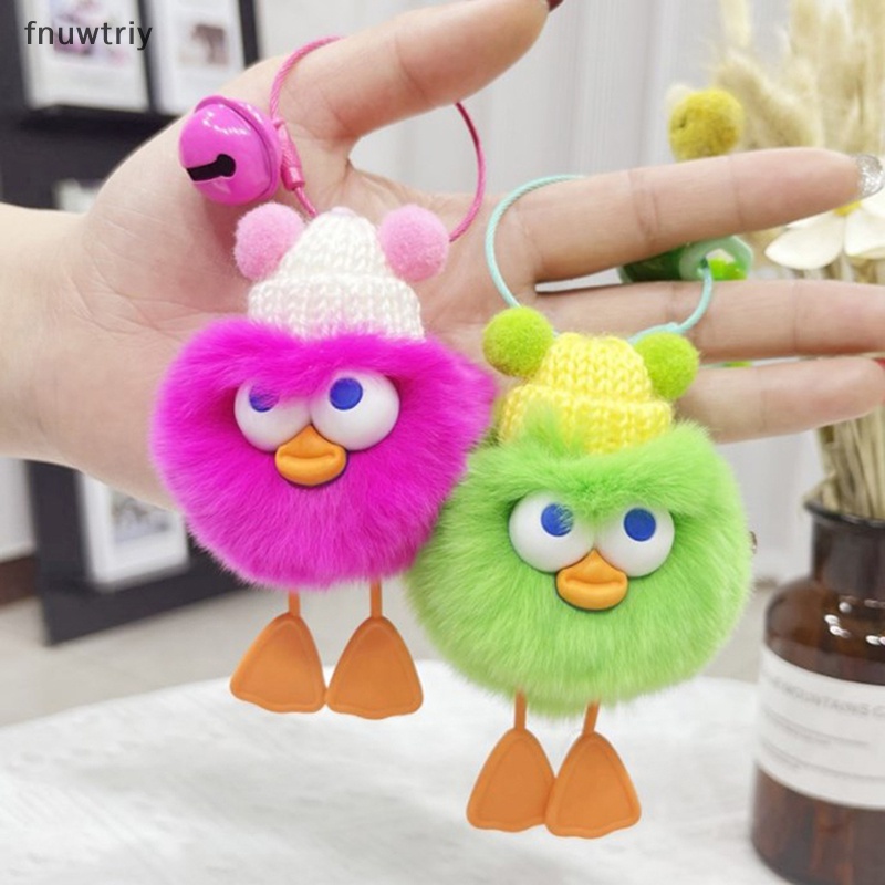 Móc Khóa Bóng Lông Thỏ Thật mini Dễ Thương Trang Trí Túi Xách / Ô Tô Quà Sinh Nhật Nữ vn