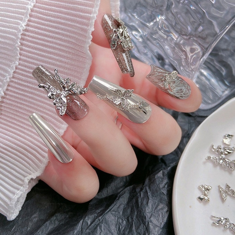 ✿ Set 10 Phụ Kiện Trang Trí Móng Tay 3d Hình Bướm Xinh Xắn charms