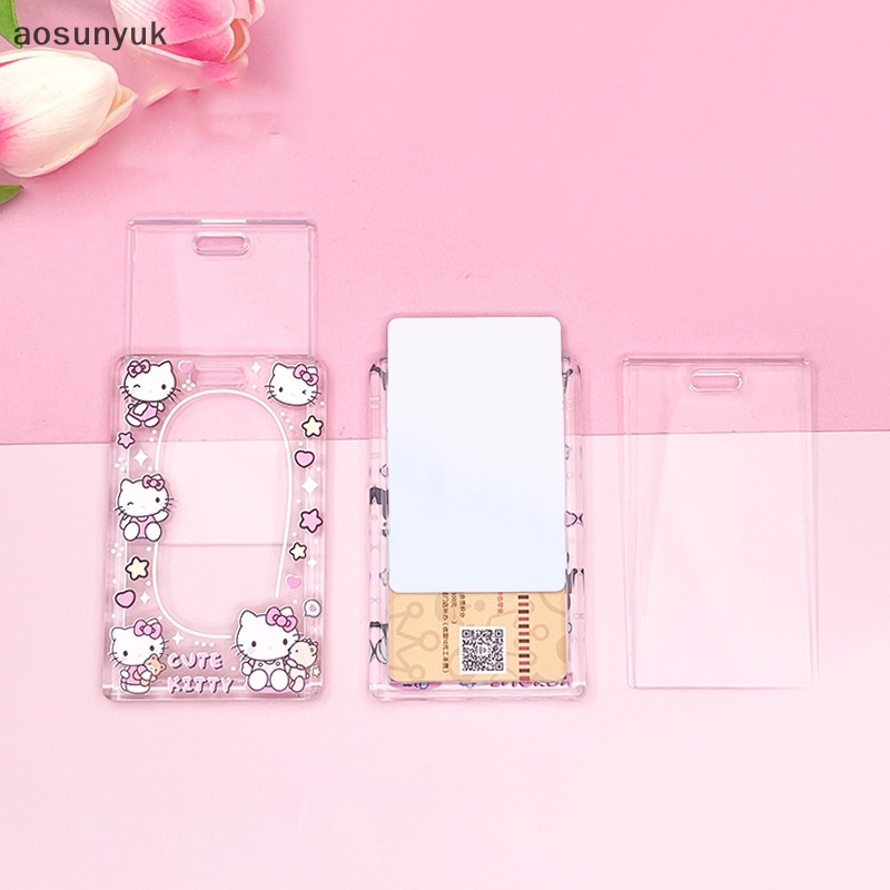 Aosunyuk sanrio kuromi my melody Đựng Thẻ Kèm Dây Đeo Họa Tiết Hoạt Hình anime cinnamoroll pompom purin Dễ Thương Cho Học Sinh
