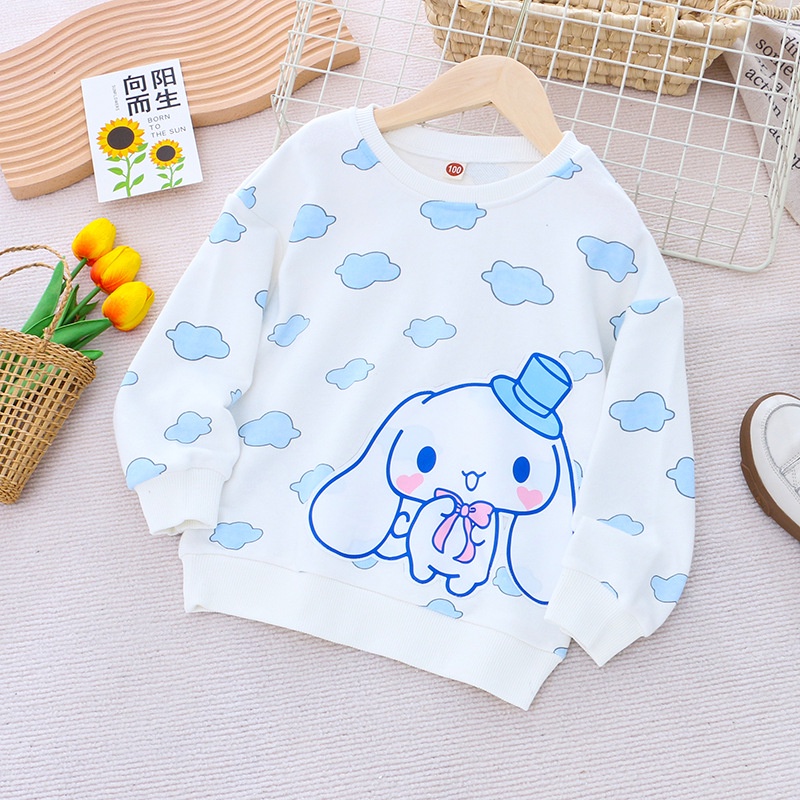 Áo Thun cotton Cổ Tròn Tay Dài In Hình Chú Chó Dễ Thương Thời Trang Mùa Thu 2023 Cho Bé Gái 1-8 Tuổi