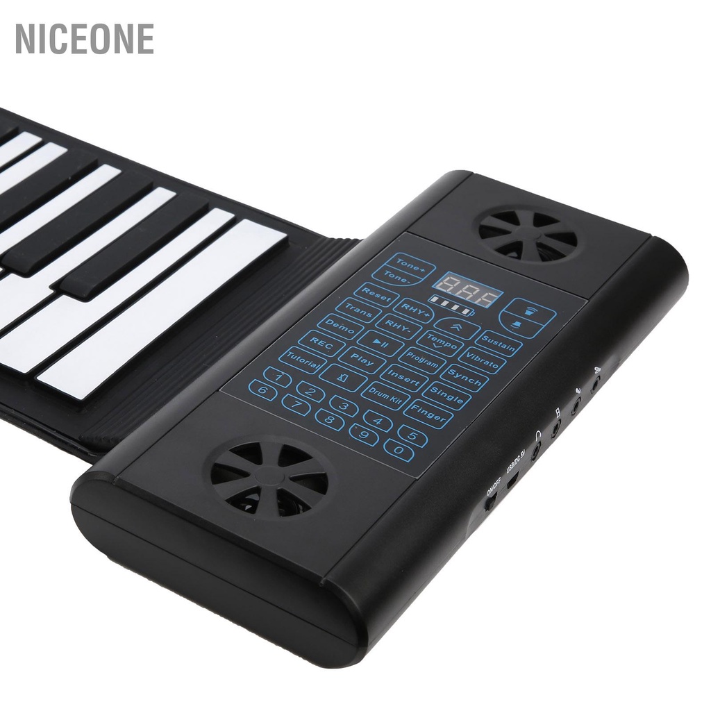 NiceOne  Bàn phím mềm Đàn piano 61‑Bàn cuộn lên Loa Bluetooth kép có thể sạc lại bằng silicon 100‑240V cmman