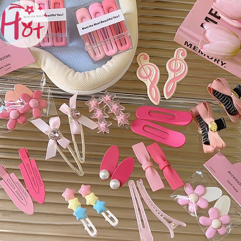 Jr Kẹp Tóc y2k Màu Hồng Xinh Xắn Đáng Yêu Cho Nữ vn