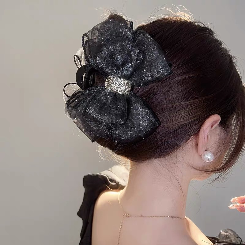 Kẹp Tóc Đính Nơ Ruy Băng Cỡ Lớn Phong Cách Hàn Quốc Cho Nữ