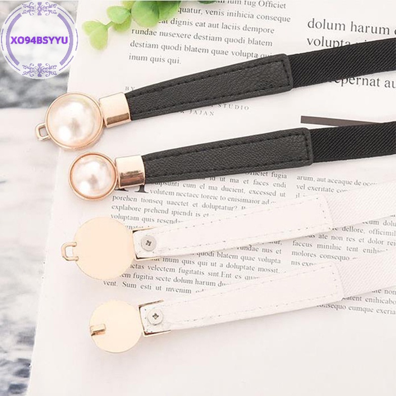 Xo94bsyu Thắt Lưng Da pu Co Giãn Phối Khóa Ngọc Trai Cho Nữ vn