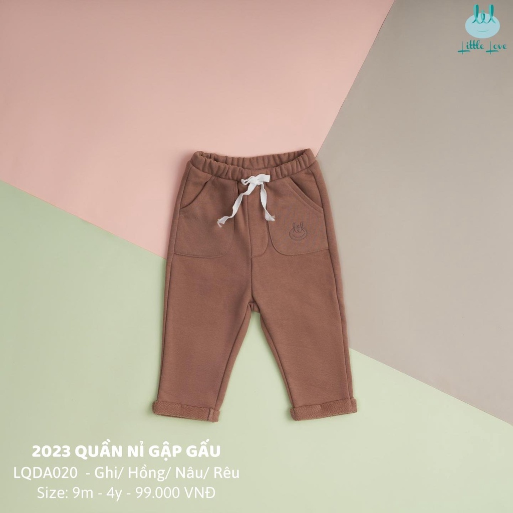 Lillte Love - Quần nỉ bo gấu cho bé trai bé gái từ 6 tháng đến 4 tuổi