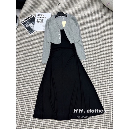 SET VÁY KÈM KHOÁC XÁM - HÀNG QC CAO CẤP