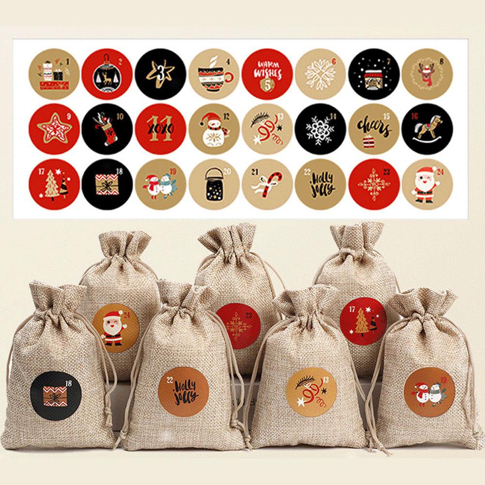 Bộ 24 Miếng Dán Hình Tròn Trang Trí Giáng Sinh e6y5