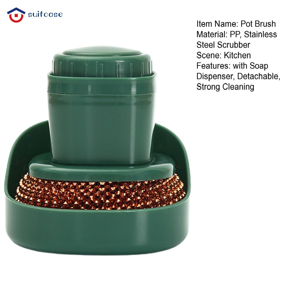 Bàn Chải Rửa Chén Dĩa Chà Nồi Nhà Bếp Hiệu Quả Mạnh Mẽ Với Ngăn Đựng Xà Phòng Hoàn Hảo Cho Chảo Nồi Chảo Và Bát Đĩa Dễ Sử Dụng