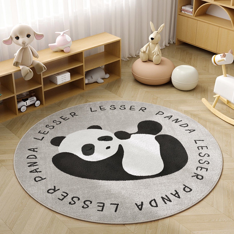 Hoạt Hình Thảm Lót Sàn Hình Tròn Bằng Lông Cừu Dày Dặn Họa Tiết Động Vật Dễ Thương