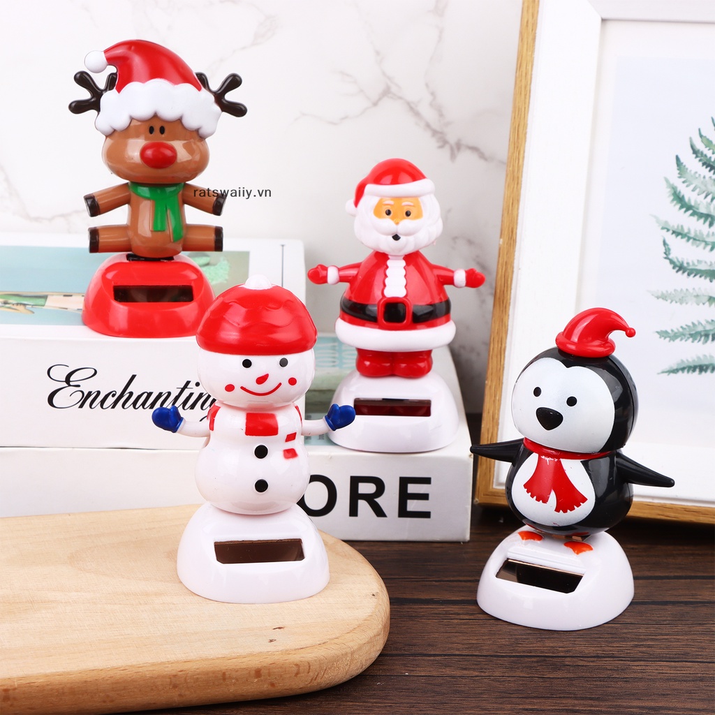 Ratswaiiy 4 Đồ Chơi Người Tuyết Nhảy Múa Sử Dụng Năng Lượng Mặt Trời Hình Ông Già Noel Nhiều Màu Sắc