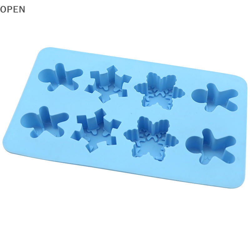 Khuôn Silicon Làm Bánh 8 Ngăn Tạo Hình Hoa Tuyết / Bánh Gừng / Socola Trang Trí Giáng Sinh