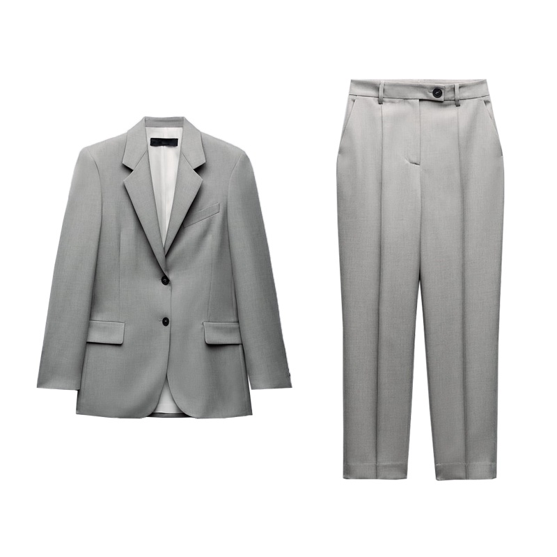 Set Áo Khoác blazer + Quần Dài Lưng Cao Phong Cách zara Thời Trang Mùa Thu Cho Nữ8528561 8525561